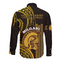 Personalised Hawaii Mililani High School Long Sleeve Button Shirt Polynesian Kakau Pattern - Wonder Print Shop