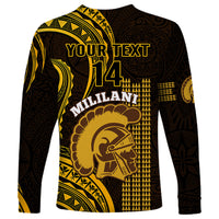 Personalised Hawaii Mililani High School Long Sleeve Shirt Polynesian Kakau Pattern - Wonder Print Shop