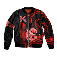Personalised Hawaii Kalani High School Bomber Jacket Polynesian Kakau Pattern - Wonder Print Shop