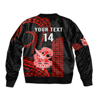 Personalised Hawaii Kalani High School Bomber Jacket Polynesian Kakau Pattern - Wonder Print Shop