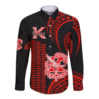 Personalised Hawaii Kalani High School Long Sleeve Button Shirt Polynesian Kakau Pattern - Wonder Print Shop