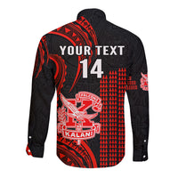 Personalised Hawaii Kalani High School Long Sleeve Button Shirt Polynesian Kakau Pattern - Wonder Print Shop