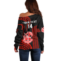 Personalised Hawaii Kalani High School Off Shoulder Sweater Polynesian Kakau Pattern - Wonder Print Shop