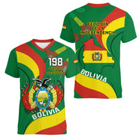 Bolivia Women V Neck T Shirt Bolivian Kantuta Happy 198th Independence Day - Wonder Print Shop