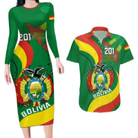 Personalised Bolivia Couples Matching Long Sleeve Bodycon Dress and Hawaiian Shirt Bolivian Kantuta Happy 198th Independence Day - Wonder Print Shop
