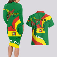 Personalised Bolivia Couples Matching Long Sleeve Bodycon Dress and Hawaiian Shirt Bolivian Kantuta Happy 198th Independence Day - Wonder Print Shop