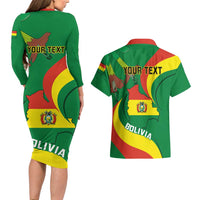 Personalised Bolivia Couples Matching Long Sleeve Bodycon Dress and Hawaiian Shirt Bolivian Kantuta Happy 198th Independence Day - Wonder Print Shop