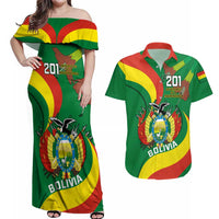 Personalised Bolivia Couples Matching Off Shoulder Maxi Dress and Hawaiian Shirt Bolivian Kantuta Happy 198th Independence Day - Wonder Print Shop