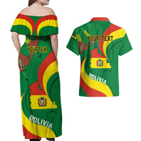Personalised Bolivia Couples Matching Off Shoulder Maxi Dress and Hawaiian Shirt Bolivian Kantuta Happy 198th Independence Day - Wonder Print Shop