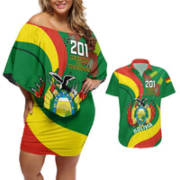 Personalised Bolivia Couples Matching Off Shoulder Short Dress and Hawaiian Shirt Bolivian Kantuta Happy 198th Independence Day - Wonder Print Shop