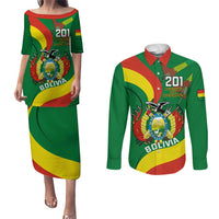 Personalised Bolivia Couples Matching Puletasi Dress and Long Sleeve Button Shirts Bolivian Kantuta Happy 198th Independence Day - Wonder Print Shop