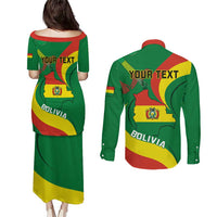 Personalised Bolivia Couples Matching Puletasi Dress and Long Sleeve Button Shirts Bolivian Kantuta Happy 198th Independence Day - Wonder Print Shop