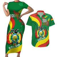 Personalised Bolivia Couples Matching Short Sleeve Bodycon Dress and Hawaiian Shirt Bolivian Kantuta Happy 198th Independence Day - Wonder Print Shop