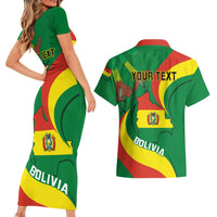Personalised Bolivia Couples Matching Short Sleeve Bodycon Dress and Hawaiian Shirt Bolivian Kantuta Happy 198th Independence Day - Wonder Print Shop
