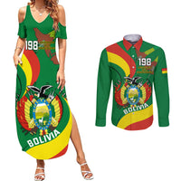 Personalised Bolivia Couples Matching Summer Maxi Dress and Long Sleeve Button Shirts Bolivian Kantuta Happy 198th Independence Day - Wonder Print Shop