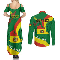 Personalised Bolivia Couples Matching Summer Maxi Dress and Long Sleeve Button Shirts Bolivian Kantuta Happy 198th Independence Day - Wonder Print Shop