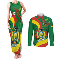 Personalised Bolivia Couples Matching Tank Maxi Dress and Long Sleeve Button Shirts Bolivian Kantuta Happy 198th Independence Day - Wonder Print Shop