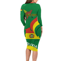 Personalised Bolivia Long Sleeve Bodycon Dress Bolivian Kantuta Happy 198th Independence Day - Wonder Print Shop