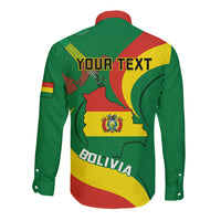 Personalised Bolivia Long Sleeve Button Shirt Bolivian Kantuta Happy 198th Independence Day - Wonder Print Shop