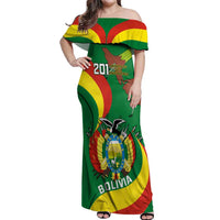 Personalised Bolivia Off Shoulder Maxi Dress Bolivian Kantuta Happy 198th Independence Day - Wonder Print Shop