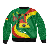 Personalised Bolivia Sleeve Zip Bomber Jacket Bolivian Kantuta Happy 198th Independence Day - Wonder Print Shop
