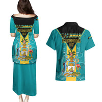 Bahamas Couples Matching Puletasi Dress and Hawaiian Shirt Happy Bahamian Emancipation Day - Wonder Print Shop