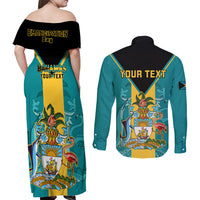 Personalised Bahamas Couples Matching Off Shoulder Maxi Dress and Long Sleeve Button Shirts Happy Bahamian Emancipation Day - Wonder Print Shop