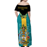 Personalised Bahamas Off Shoulder Maxi Dress Happy Bahamian Emancipation Day - Wonder Print Shop