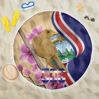 Costa Rica Independence Day Beach Blanket 506 Proud Yiguirro With Orchid - Wonder Print Shop