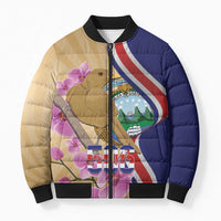 Costa Rica Independence Day Bomber Puffer Jacket 506 Proud Yiguirro With Orchid - Wonder Print Shop