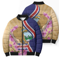Costa Rica Independence Day Bomber Puffer Jacket 506 Proud Yiguirro With Orchid - Wonder Print Shop