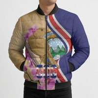 Costa Rica Independence Day Bomber Puffer Jacket 506 Proud Yiguirro With Orchid - Wonder Print Shop