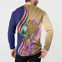 Costa Rica Independence Day Button Sweatshirt 506 Proud Yiguirro With Orchid - Wonder Print Shop