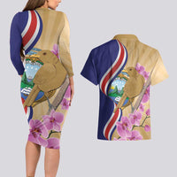 Costa Rica Independence Day Couples Matching Long Sleeve Bodycon Dress and Hawaiian Shirt 506 Proud Yiguirro With Orchid - Wonder Print Shop