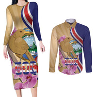 Costa Rica Independence Day Couples Matching Long Sleeve Bodycon Dress and Long Sleeve Button Shirt 506 Proud Yiguirro With Orchid - Wonder Print Shop