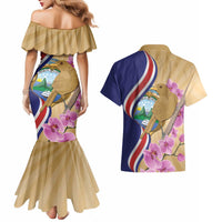 Costa Rica Independence Day Couples Matching Mermaid Dress and Hawaiian Shirt 506 Proud Yiguirro With Orchid - Wonder Print Shop