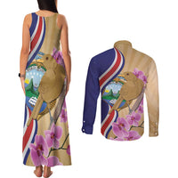 Costa Rica Independence Day Couples Matching Tank Maxi Dress and Long Sleeve Button Shirt 506 Proud Yiguirro With Orchid - Wonder Print Shop