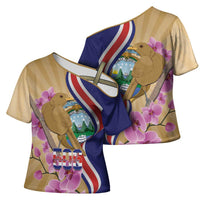 Costa Rica Independence Day Cross Shoulder Shirt 506 Proud Yiguirro With Orchid - Wonder Print Shop