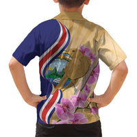 Costa Rica Independence Day Family Matching Short Sleeve Bodycon Dress and Hawaiian Shirt 506 Proud Yiguirro With Orchid - Wonder Print Shop