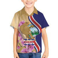 Costa Rica Independence Day Family Matching Short Sleeve Bodycon Dress and Hawaiian Shirt 506 Proud Yiguirro With Orchid - Wonder Print Shop