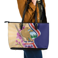 Costa Rica Independence Day Leather Tote Bag 506 Proud Yiguirro With Orchid - Wonder Print Shop