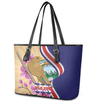 Costa Rica Independence Day Leather Tote Bag 506 Proud Yiguirro With Orchid - Wonder Print Shop