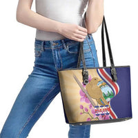 Costa Rica Independence Day Leather Tote Bag 506 Proud Yiguirro With Orchid - Wonder Print Shop