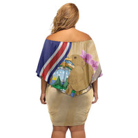 Costa Rica Independence Day Off Shoulder Short Dress 506 Proud Yiguirro With Orchid - Wonder Print Shop