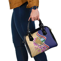 Costa Rica Independence Day Shoulder Handbag 506 Proud Yiguirro With Orchid - Wonder Print Shop