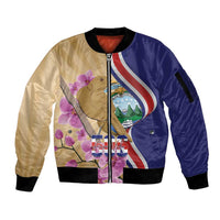 Costa Rica Independence Day Sleeve Zip Bomber Jacket 506 Proud Yiguirro With Orchid - Wonder Print Shop