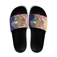 Costa Rica Independence Day Slide Sandals 506 Proud Yiguirro With Orchid - Wonder Print Shop