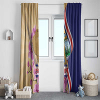 Costa Rica Independence Day Window Curtain 506 Proud Yiguirro With Orchid - Wonder Print Shop