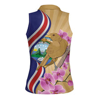 Costa Rica Independence Day Women Sleeveless Polo Shirt 506 Proud Yiguirro With Orchid - Wonder Print Shop