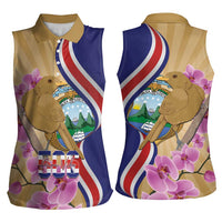 Costa Rica Independence Day Women Sleeveless Polo Shirt 506 Proud Yiguirro With Orchid - Wonder Print Shop